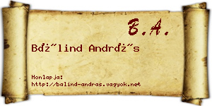 Bálind András névjegykártya