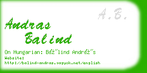 andras balind business card